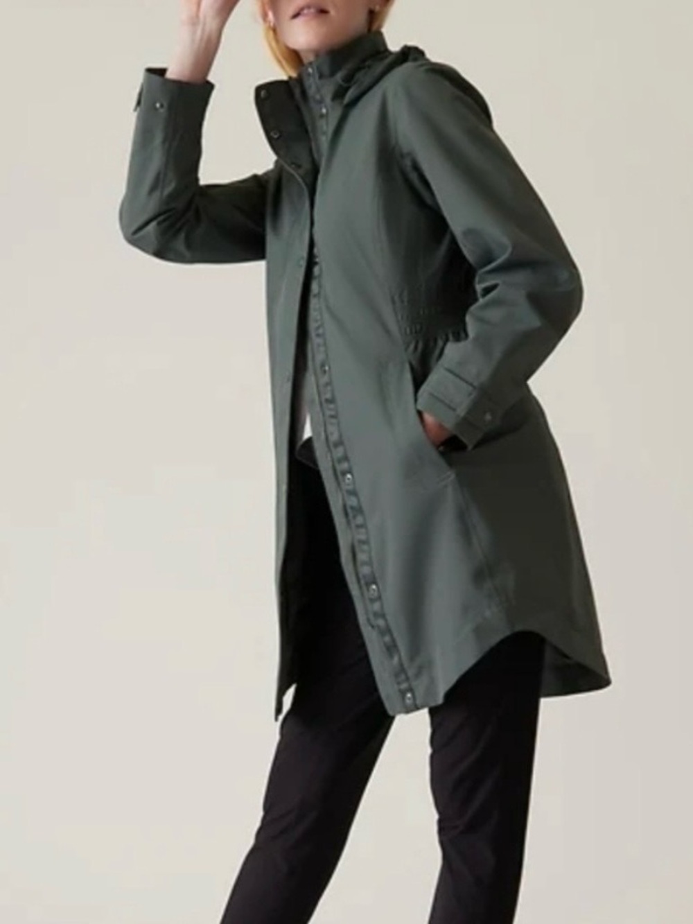 ATHLETA RAINOUT SUTRO
LONG TRENCH COAT